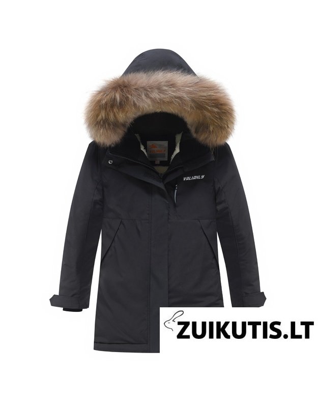 Valianly juoda žieminė striukė/paltas mergaitei 9532_128-134