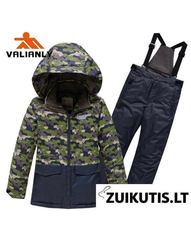 Pilkas 2 dalių žieminis VALIANLY kombinezonas 110-140