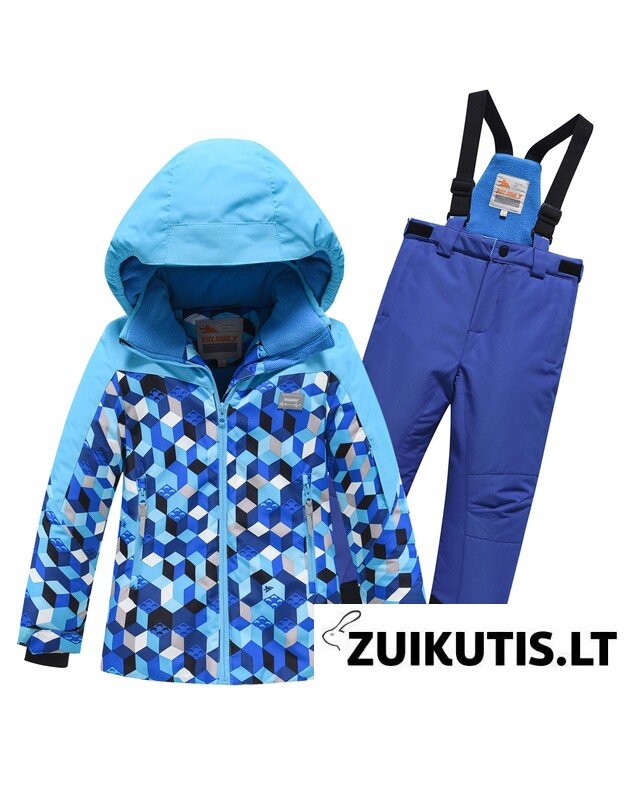 Mėlynas 2 dalių Valianly žieminis kombinezonas 116-146 Mėlynas 2 dalių Valianly žieminis kombinezonas 116-146
