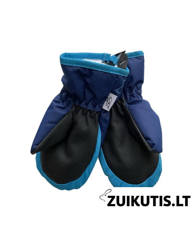 Mėlynos kumštinės neperšlampančios sniego pirštinės su užtrauktuku HANDAI